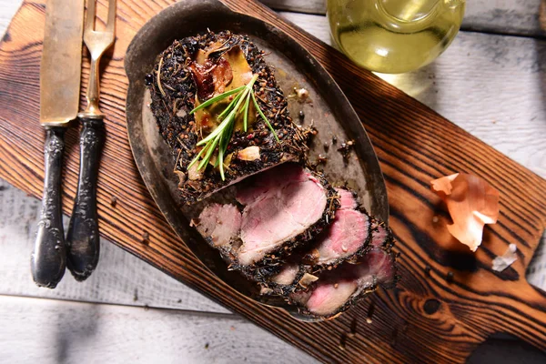 Delicious Baked Pork Ham Herbs — Stock Photo, Image
