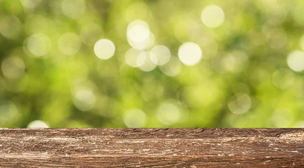 Empty Wooden Table Blurred Spring Background — Stock Photo, Image