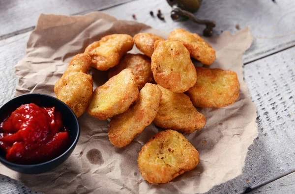 Vista Perto Deliciosos Nuggets Frango — Fotografia de Stock