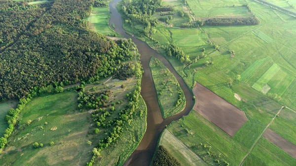 Aerial View Beautiful Natural River Spring — Stock Photo, Image