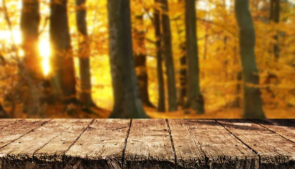 Empty Wooden Table Blurred Natural Background Royalty Free Stock Photos