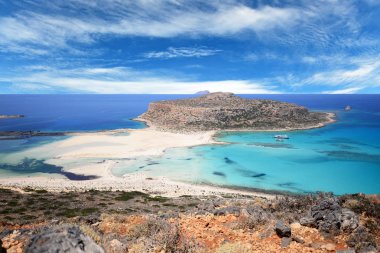 güzel gün batımı balos lagün, Crete, Yunanistan