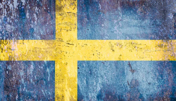 Alte Schwedische Grunge Flagge — Stockfoto