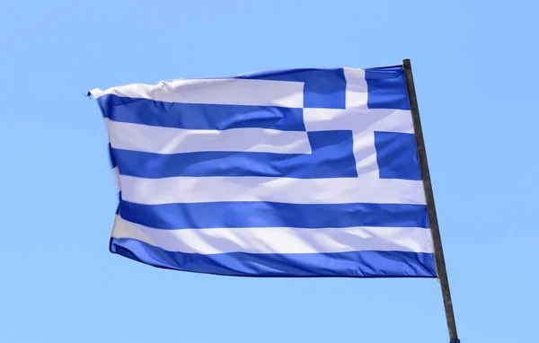 Флаг Греции Голубом Фоне Неба — стоковое фото
