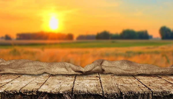 Empty Wooden Table Blurred Natural Background — Stock Photo, Image