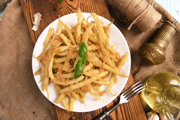 Gula Bönor Med Smör Och Ströbröd — Stockfoto