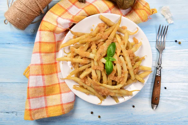 Frijoles Amarillos Con Mantequilla Pan Rallado —  Fotos de Stock