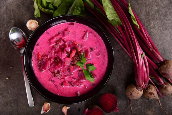 Delicious Homemade Beetroot Creamy Soup — Stock Photo, Image