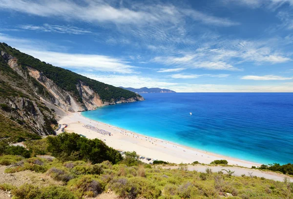 Praia Famosa Mirtos Ilha Kefalonia Grécia — Fotografia de Stock