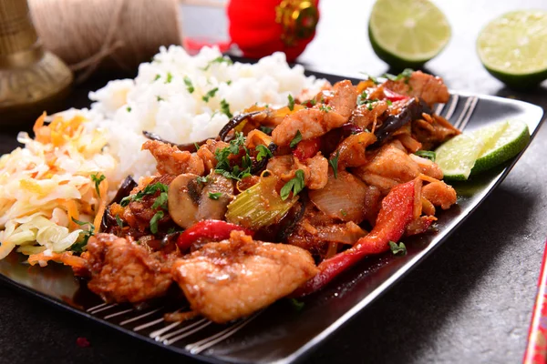 Delicious Rice Chicken Oriental Dish — Stock Photo, Image