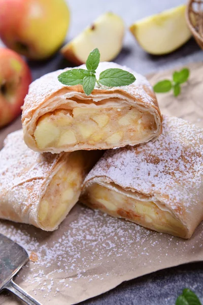 Delicioso Pastel Manzana Casero Vista Cerca — Foto de Stock