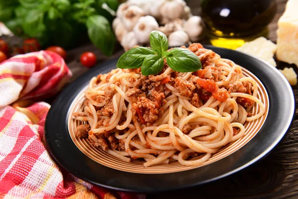 Sabroso Spaghetti Boloñés Casero Primer Plano — Foto de Stock