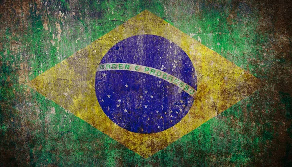 Alte Schäbige Grunge Brasilianische Flagge — Stockfoto