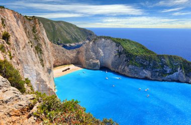 Yunanistan 'ın Zakynthos Adası' ndaki Navagio Plajı