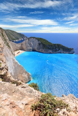 Yunanistan 'ın Zakynthos Adası' ndaki Navagio Plajı