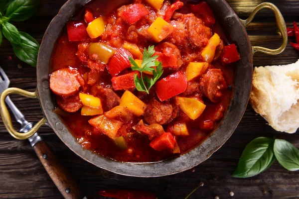 Delicioso Letcho Casero Plato Tradicional Húngaro —  Fotos de Stock