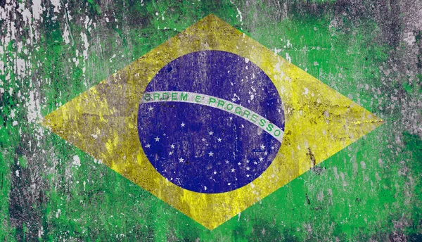 Gammal Shabby Grunge Brasilien Flagga — Stockfoto