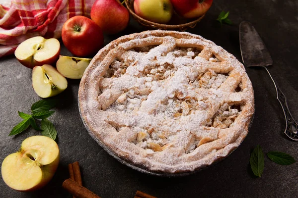 Вкусный Домашний Яблочный Пирог Вид Поближе — стоковое фото