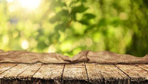 Empty Wooden Table Blurred Natural Background — Stock Photo, Image