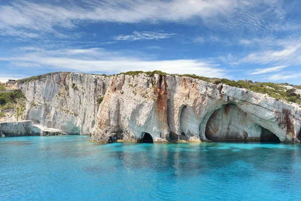 Grutas Azuis Ilha Zakynthos Grécia — Fotografia de Stock