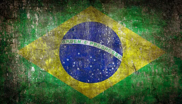 Gammal Shabby Grunge Brasilien Flagga — Stockfoto