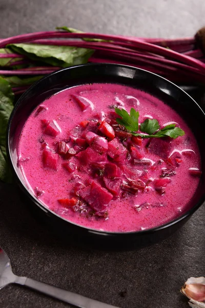 Delicious Homemade Beetroot Creamy Soup — Stock Photo, Image