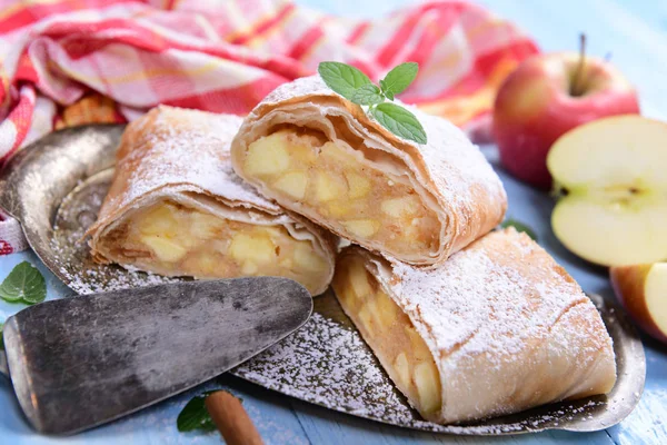 Delicioso Pastel Manzana Casero Vista Cerca — Foto de Stock