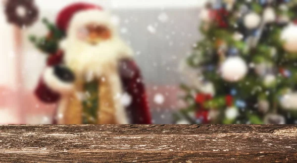 Pusty Drewniany Stół Bożego Narodzenia Tło — Zdjęcie stockowe