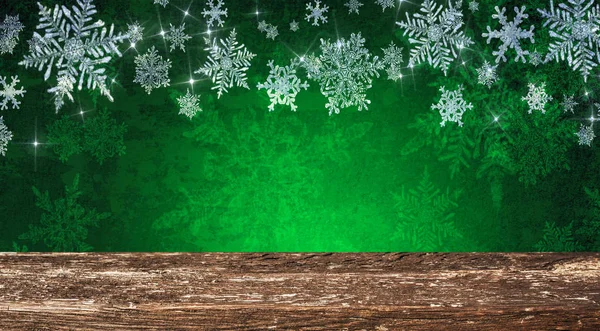 Empty Wooden Table Christmas Background — Stock Photo, Image