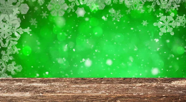 Empty Wooden Table Christmas Background — Stock Photo, Image