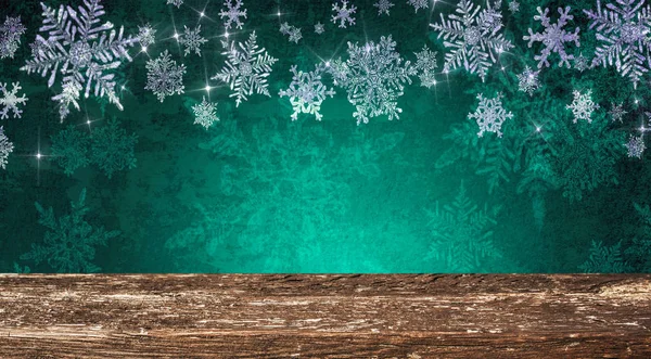 Prázdnou Dřevěný Stůl Vánoční Pozadí — Stock fotografie