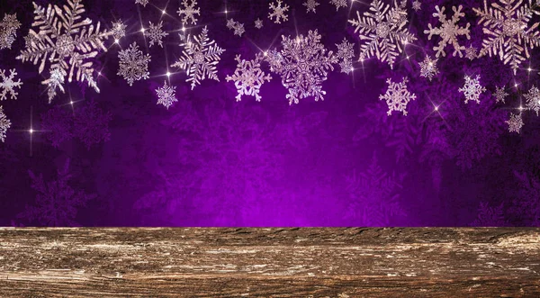 Prázdnou Dřevěný Stůl Vánoční Pozadí — Stock fotografie