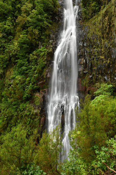 Beautiful Risco waterfall at madeira island
