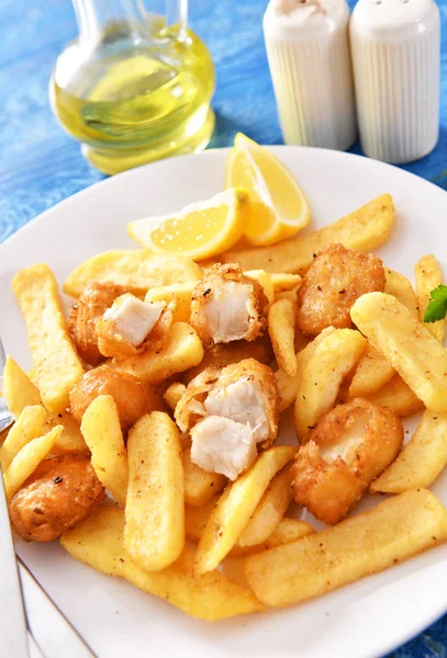 Fish Chips Restauration Rapide Traditionnelle Anglaise — Photo