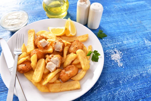 Fish Chips Restauration Rapide Traditionnelle Anglaise — Photo