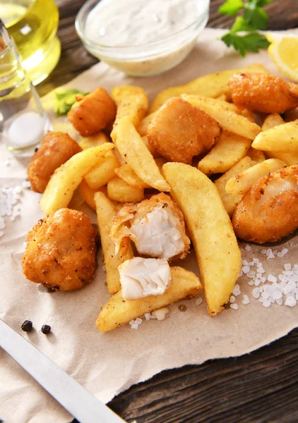 Fish Chips Traditionele Engels Fastfood — Stockfoto