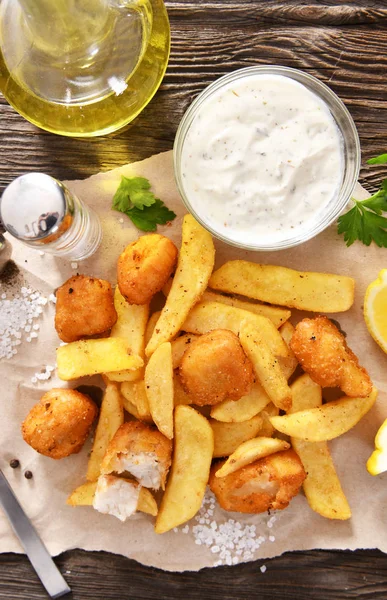 Fish Chips Traditionella Engelska Snabbmat — Stockfoto