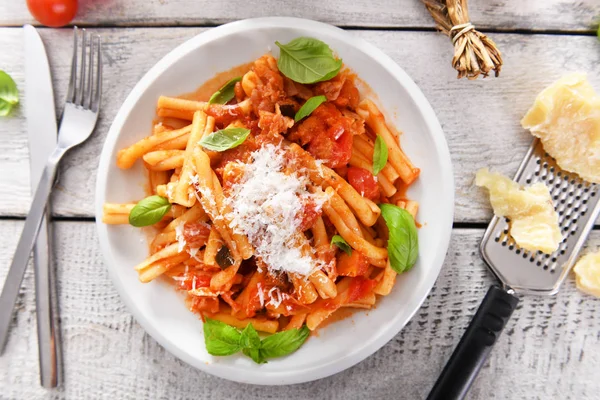 Macarrão Estilo Italiano Com Molho Tomate — Fotografia de Stock