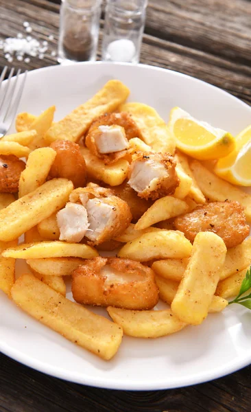 Fish Chips Restauration Rapide Traditionnelle Anglaise — Photo