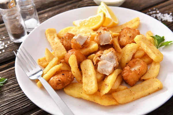 Fish Chips Traditionella Engelska Snabbmat — Stockfoto