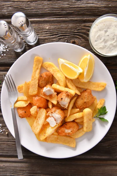 Fish Chips Restauration Rapide Traditionnelle Anglaise — Photo