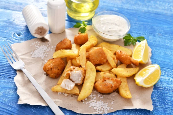 Fish Chips Restauration Rapide Traditionnelle Anglaise — Photo