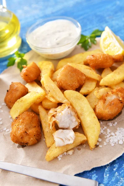 Fish Chips Traditionele Engels Fastfood — Stockfoto