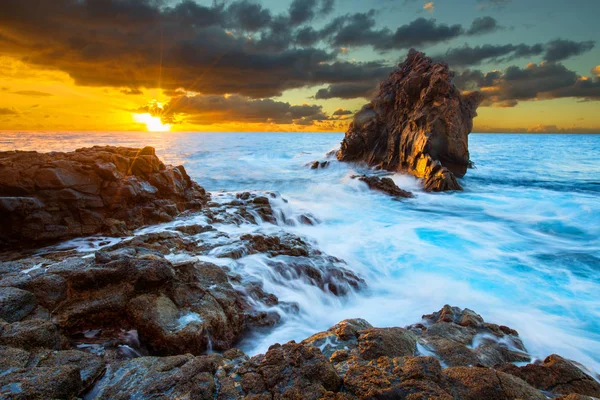 Krásný Západ Slunce Ostrově Madeira — Stock fotografie