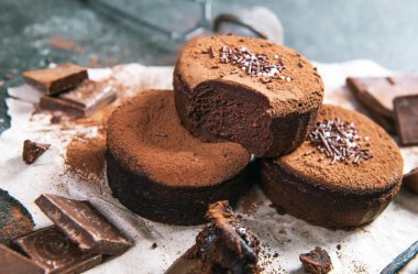 Lezzetli çikolatalı tatlılar yakın çekim