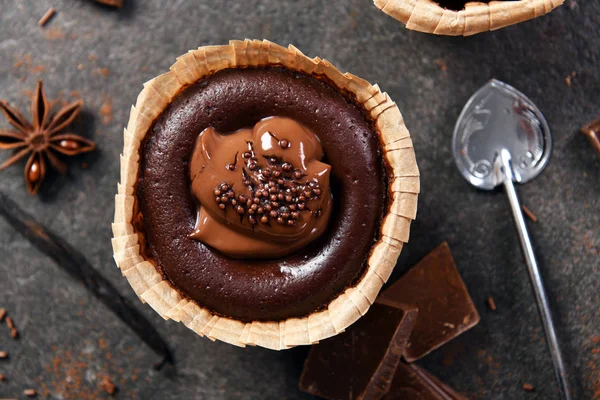 Delicioso Postre Chocolate Cerca — Foto de Stock