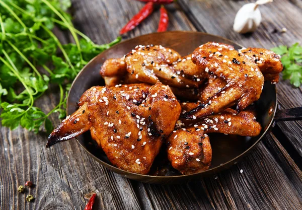 Roasted Chicken Wings Hot Pepper Sesame — Stock Photo, Image