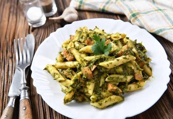 Penne Pasta Spinach — Stock Photo, Image