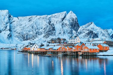 Norveç lofotens Manzara - Sakrisoy gün doğumundan önce