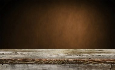 Ekran montajları için boş ahşap masa arka planı